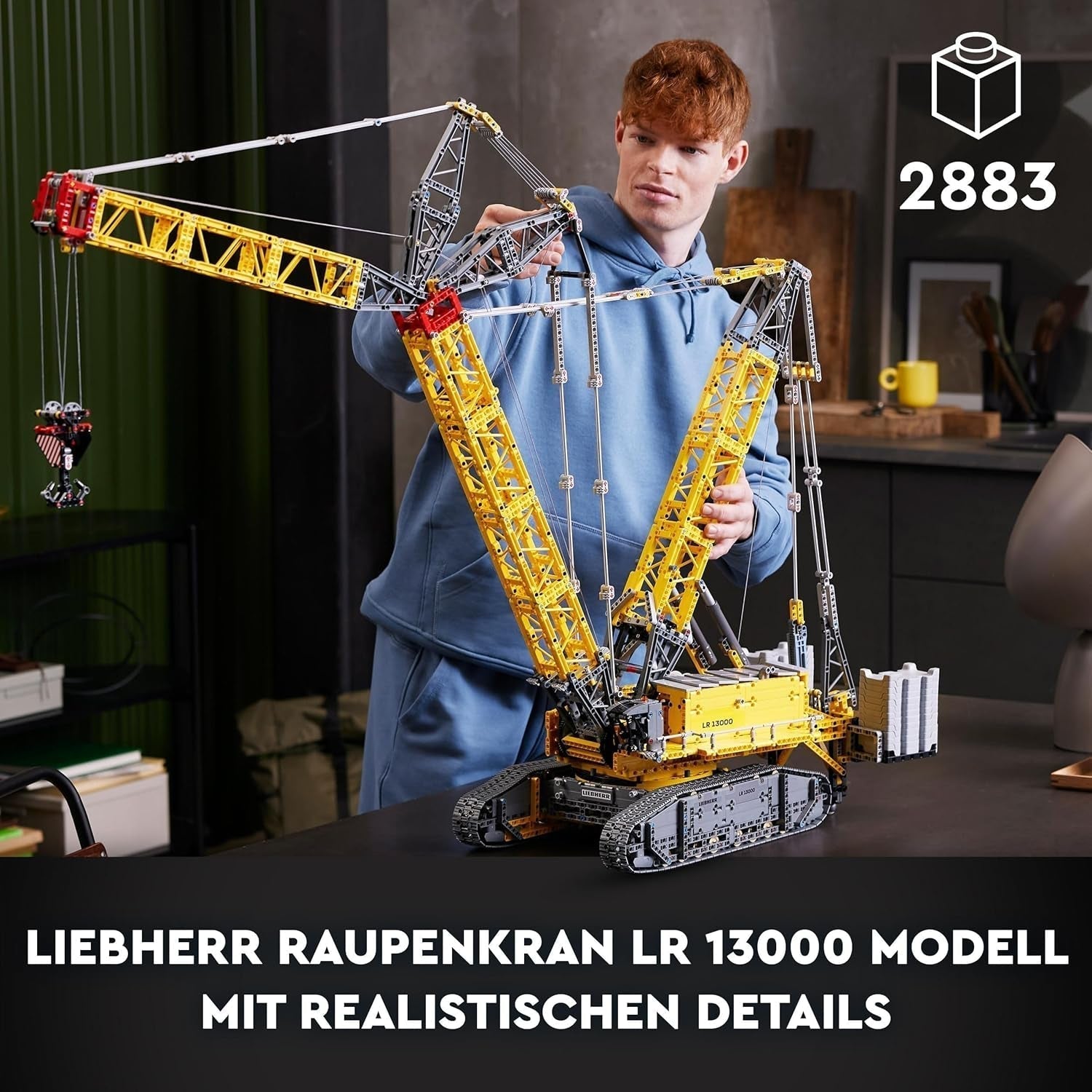 LEGO Technic Liebherr LR 13000 Dźwig gąsienicowy, zbuduj najlepszy model zdalnie sterowanego pojazdu budowlanego z aplikacją Control+, dźwig z wciągarką i ramieniem podnoszącym, duży zestaw modelowy dla dorosłych 42146 Besuche Den Zestawy konstrukcyjne LEGO-Store
