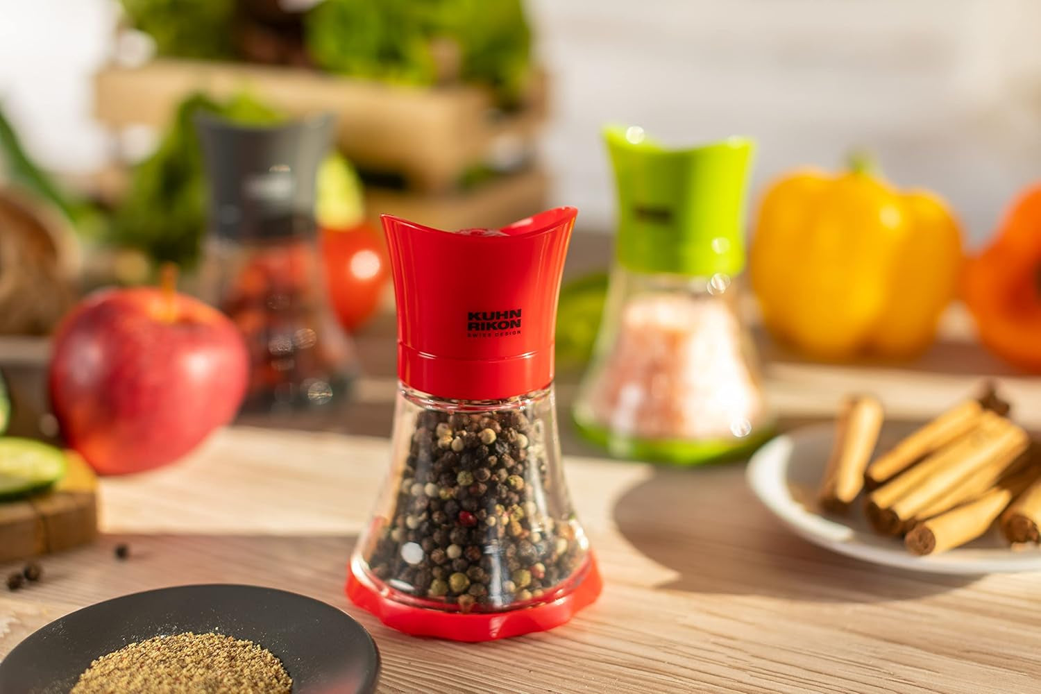 Młynek do przypraw KUHN RIKON Mini (zielony), tworzywo sztuczne, 12 X 12 X 8 cm Młynki i krajalnice Naty Shop