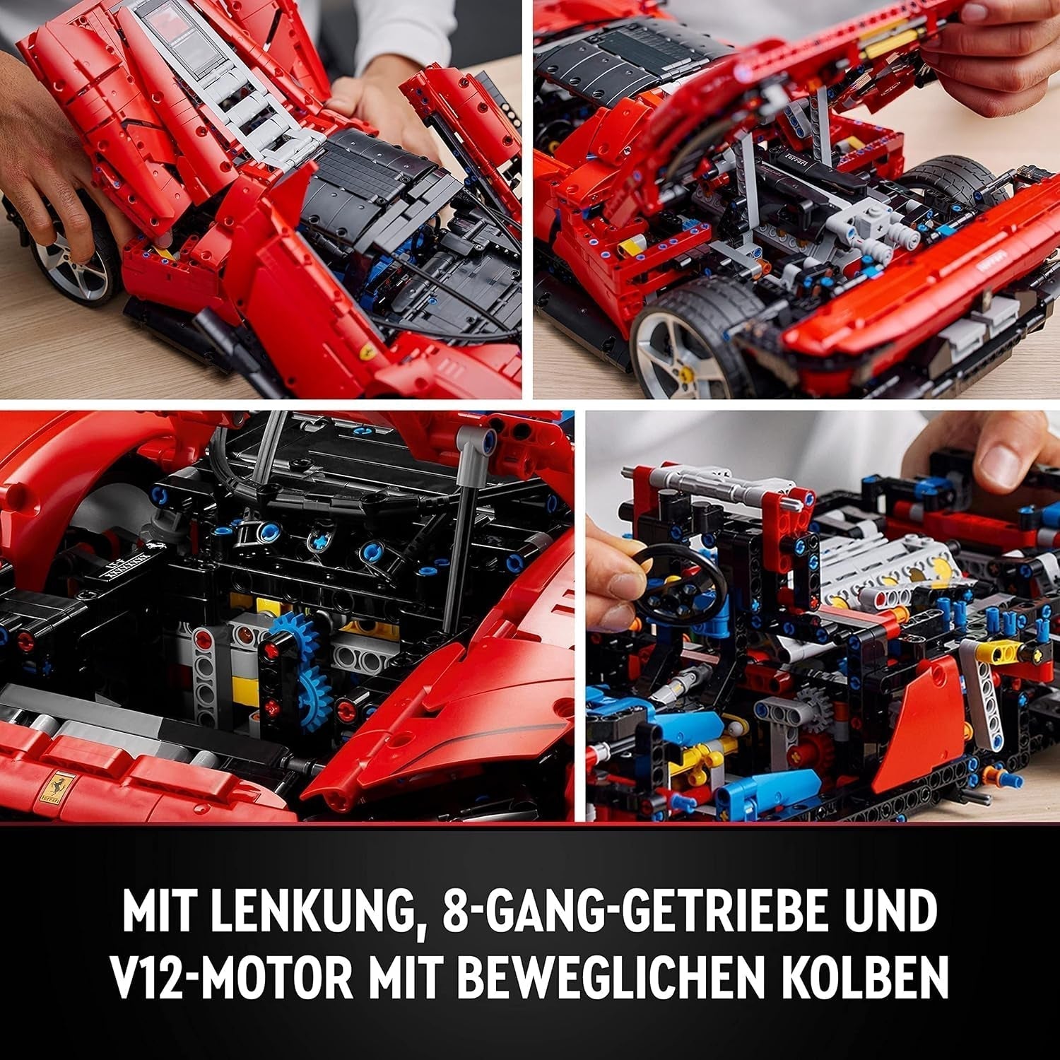 Zestaw LEGO Technic Ferrari Daytona SP3 w skali 1:8, czerwony supersamochód sportowy, rozszerzony model samochodu przedmiot kolekcjonerski, najlepsza koncepcja samochodu 42143 Zestawy do budowania Kup w sklepie LEGO