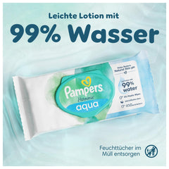 Chusteczki nawilżane Pampers Harmony Aqua 6 opakowań po 48 chusteczek każde 288 chusteczek Razem pomagają przywrócić naturalną równowagę pH skóry Lekki balsam 99% wody