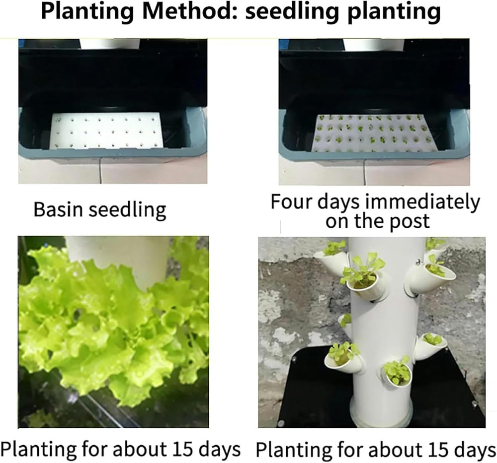 30 kapsułek Wieża hydroponiczna, system uprawy hydroponicznej, zioła, owoce i warzywa Zestaw do uprawy aeroponicznej z pompą nawilżającą, adapterem, doniczką siatkową, zegarem do ziół, owoców i warzyw
