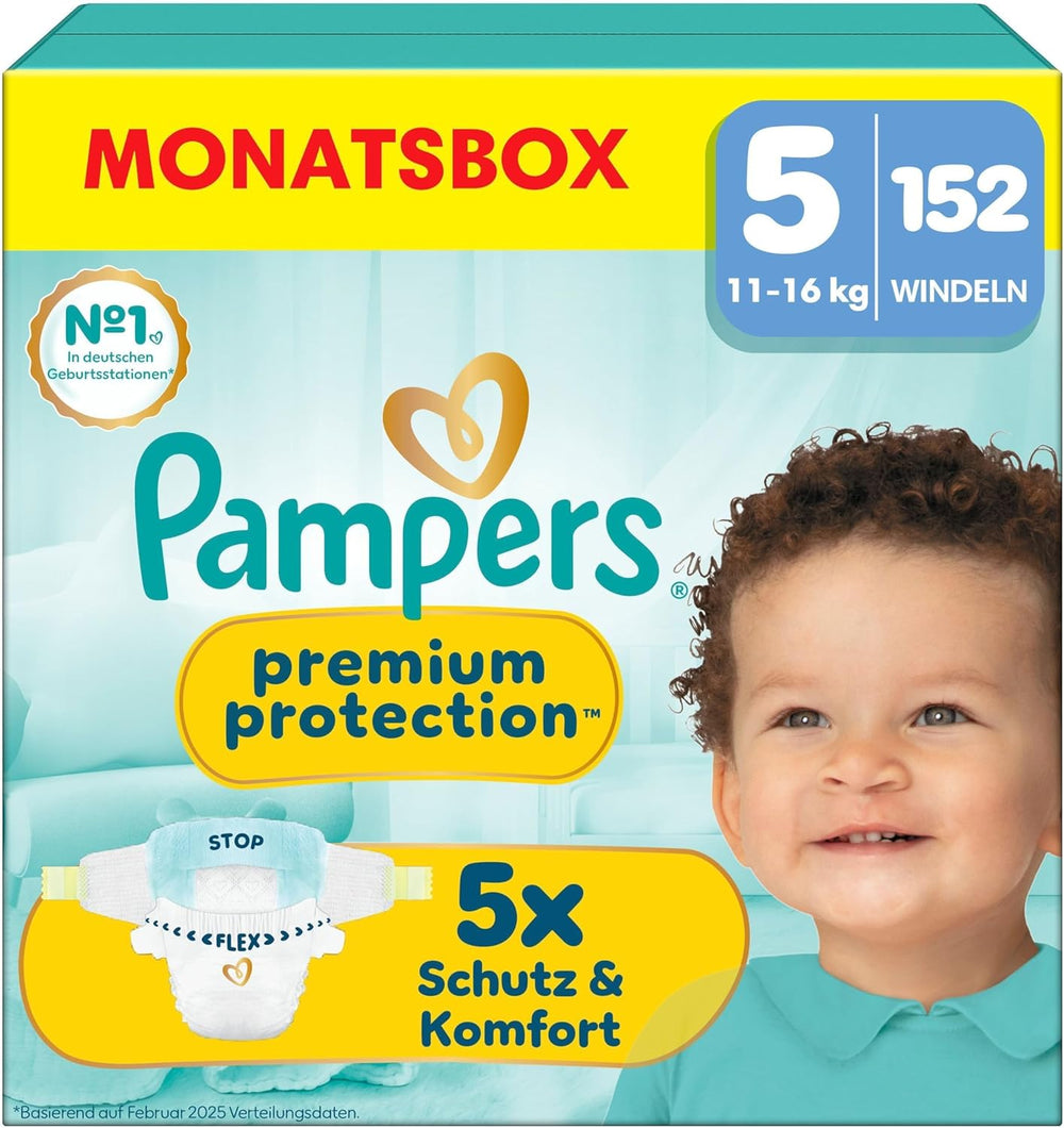 Pampers Premium Protection Rozmiar 5, 152 pieluszki, 11kg-16kg, nasza nr 1 ochrona przed skórą i zaciekami