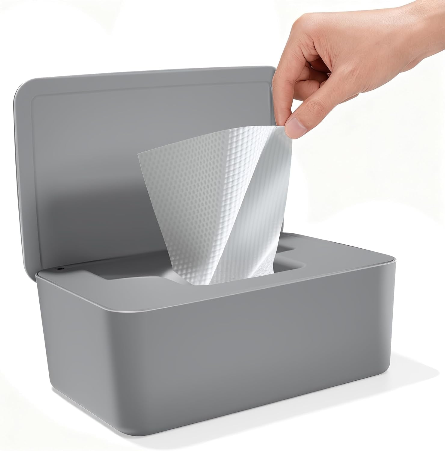 Pudełko na chusteczki nawilżane z pokrywką, pudełko na chusteczki nawilżane, dozownik chusteczek nawilżanych dla dzieci, wodoodporne i szczelne pudełko do przechowywania, dozownik chusteczek nawilżanych do łazienki, kuchni, biały