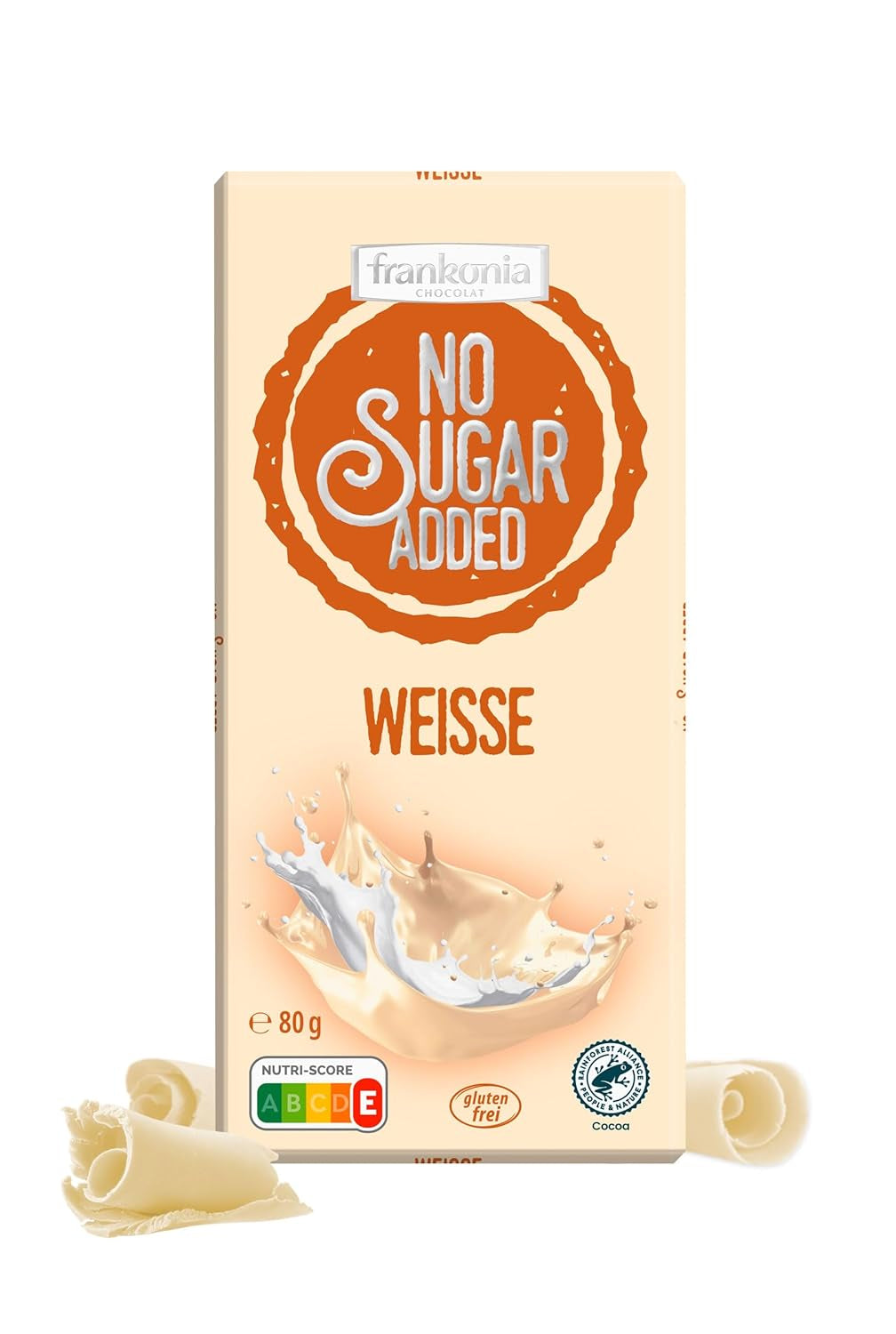 frankonia CZEKOLADA BEZ DODATKU CUKRU Bezglutenowa czekolada biała, 80 g