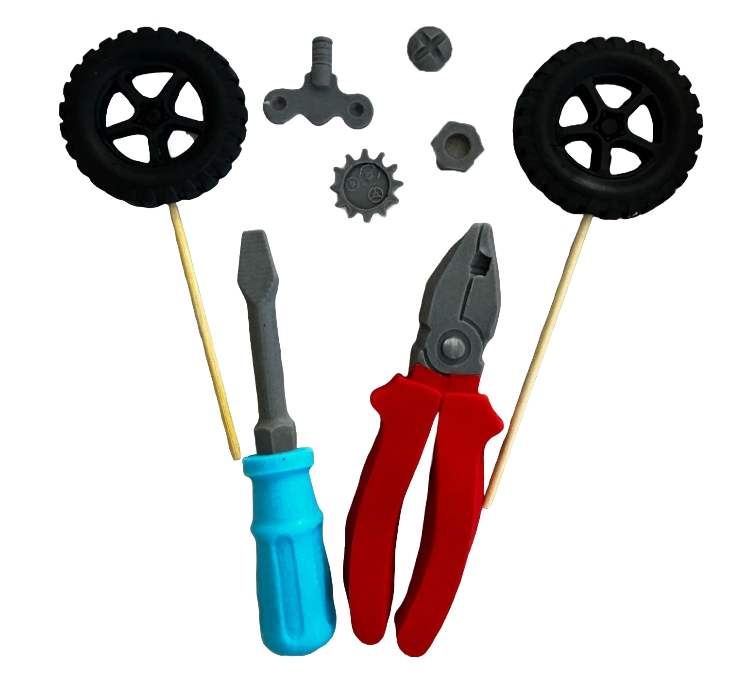 Set 8 decoratiuni comestibile din pasta de zahar, Mecanic Decoratiuni din Pasta de Zahar Naty Shop