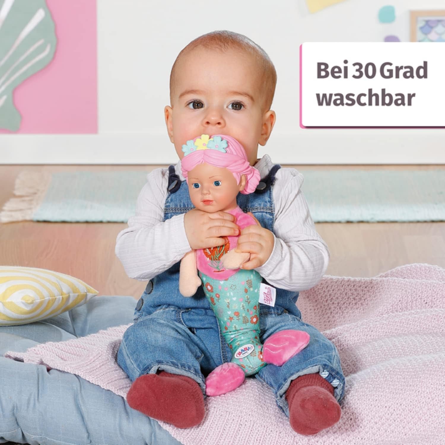 BABY born Sirenă pentru bebeluși, păpușă moale lavabilă, păpușă sirenă cu cap moale din vinil, 33 cm înălțime, 832288 Zapf Creation