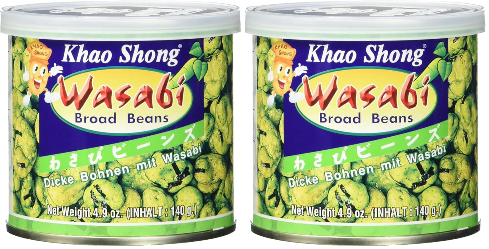 Khao Shong Smażony zielony groszek z wasabi, chrupiący groszek w pikantnej panierce, niskotłuszczowa alternatywa dla orzechów, średnio ostry, puszka 1 140 g | 140 g (1 opakowanie)