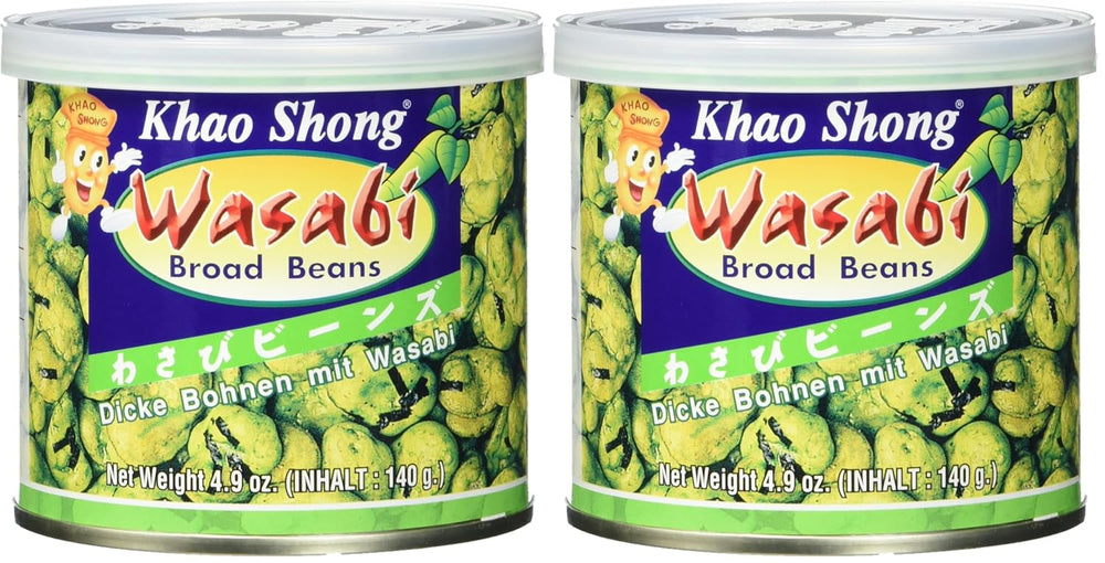 Khao Shong Smażony zielony groszek z wasabi, chrupiący groszek w pikantnej panierce, niskotłuszczowa alternatywa dla orzechów, średnio ostry, puszka 1 140 g | 140 g (1 opakowanie)