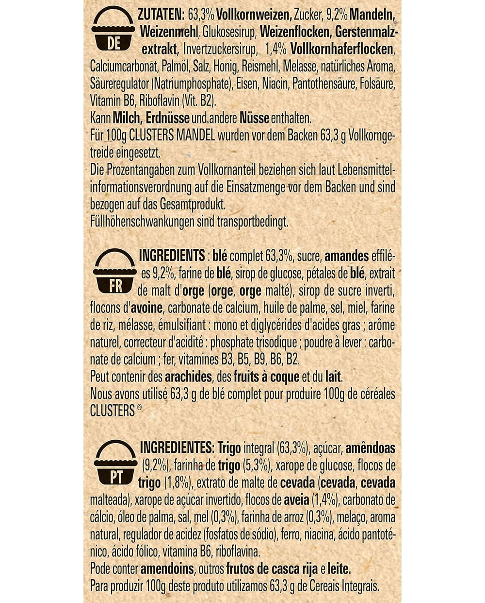 Nestlé Clusters Almond, pyszne płatki śniadaniowe z chrupiącymi płatkami migdałów, 1 opakowanie (1 x 325g)