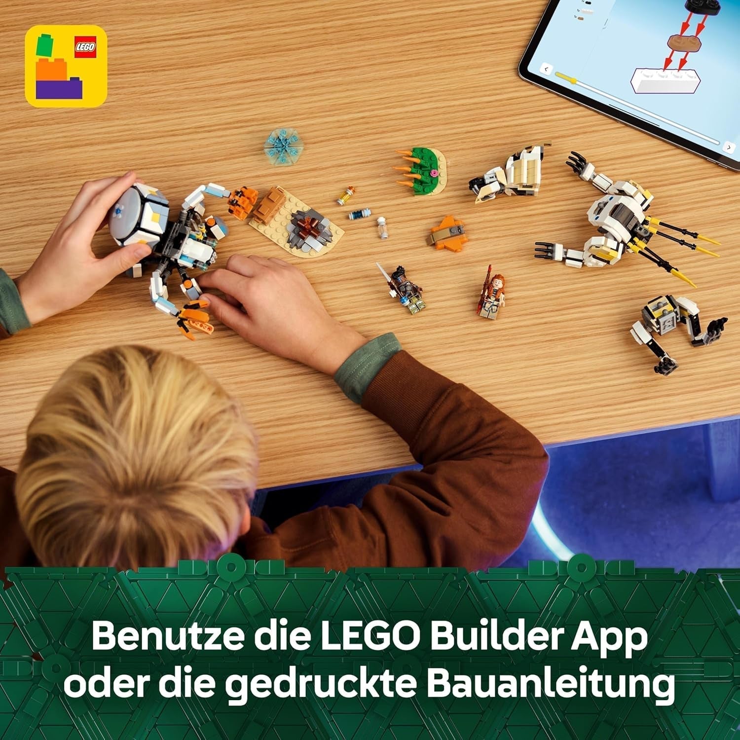 LEGO Horizon Adventures Aloy i Varl Vs. Walker w zbroi i Sawtooth, zabawka-samochód-potwor i minifigurki, zestaw kolekcjonerski dla fanów gier wideo, chłopców i dziewcząt powyżej 9 lat 77037 Zestawy do budowania Besuche den LEGO-Store