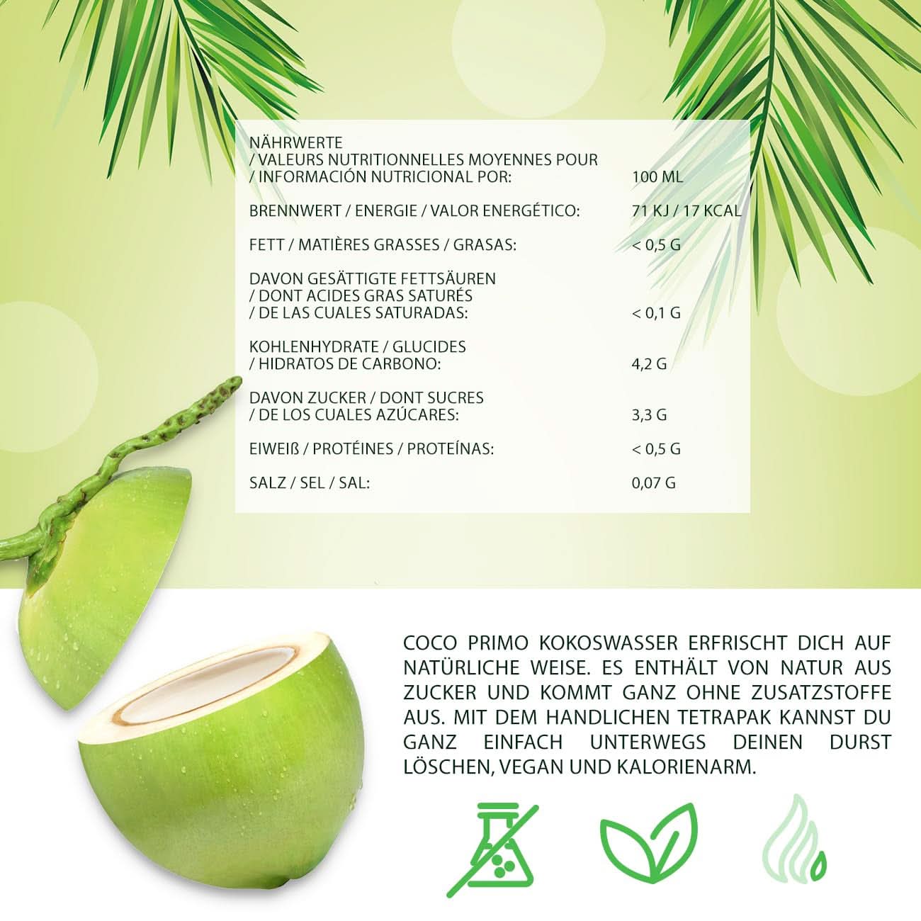 Woda kokosowa, czysta, napój dla sportowców, gasi pragnienie, 12 x 330ml napojów bezalkoholowych Naty Shop