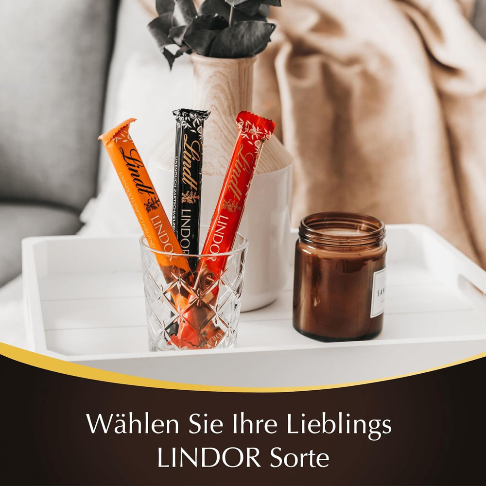 Czekolada Lindta | Pałeczki LINDOR 60% Kakao | 100g | 4 tabliczki czekolady z gorzką czekoladą 60% kakao i rozpływającym się w ustach nadzieniem | Batonik czekoladowy