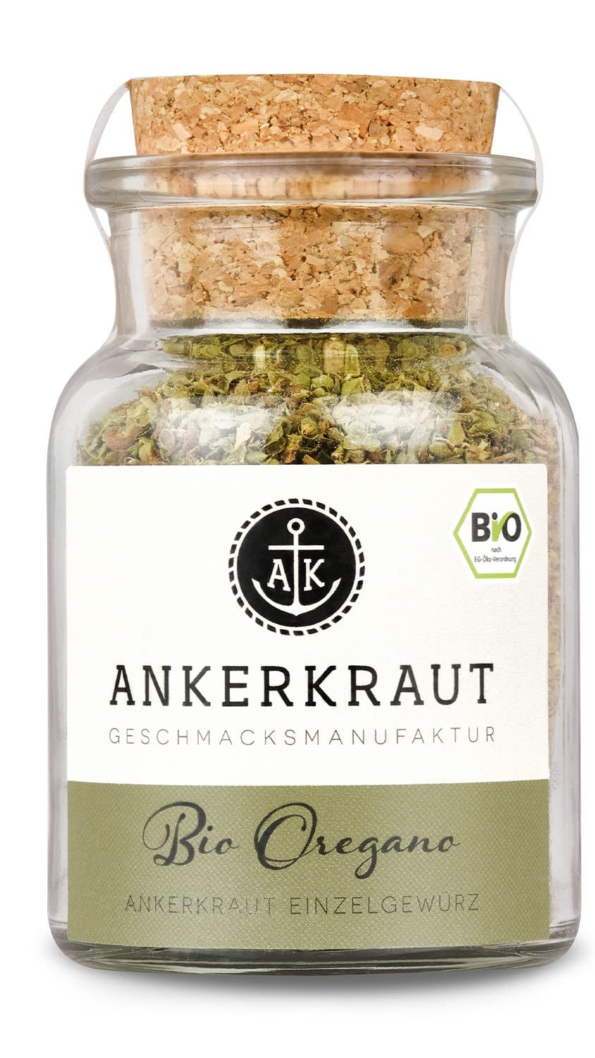 Ankerkraut BIO Oregano, gerebeltes Küchen-Kraut, 15 g w szkle korkowym, Bio-Qualität zum selber Sürzen, Gewürz mediterranean Küche für Pizza & Pasta