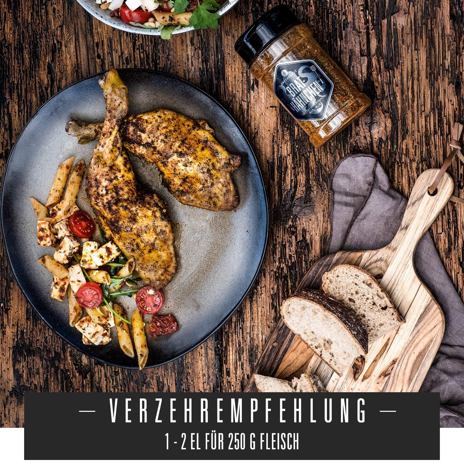Ankerkraut Brathähnchen, Marynata für knuspriges Hähnchen, Kurczak Gewürzsalz für Grill, Backofen und Pfanne, Skrzydełka z kurczaka selber würzen, BBQ-Rub, 200g im Streuer
