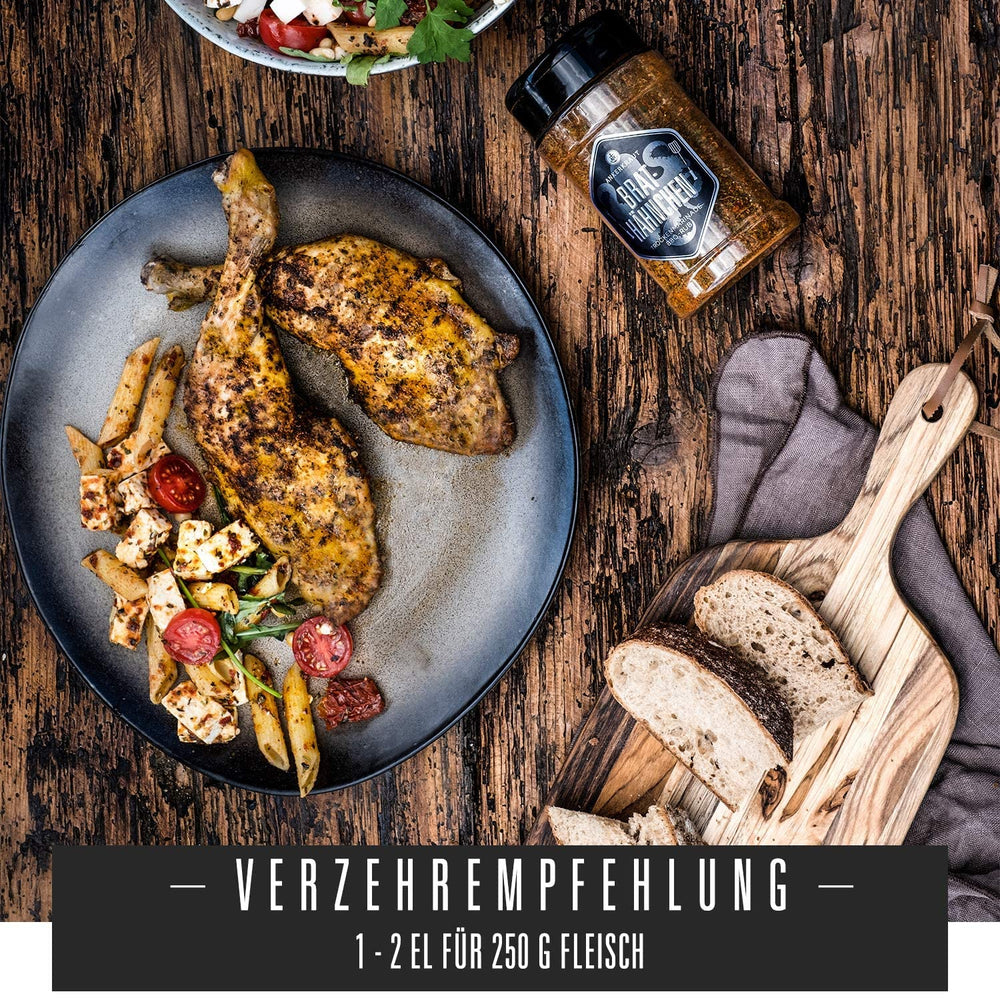 Ankerkraut Brathähnchen, Marynata für knuspriges Hähnchen, Kurczak Gewürzsalz für Grill, Backofen und Pfanne, Skrzydełka z kurczaka selber würzen, BBQ-Rub, 200g im Streuer