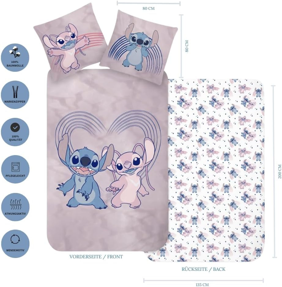 Lenjerie de pat Stitch, bumbac Lenjerie de pat - copii Naty Shop