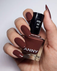 ANNY Nail Polish - Wysokiej jakości, trwały, odporny na odpryski i szybkoschnący kolorowy lakier do paznokci, kolor: siostrzana czerwień - elegancki brąz mokka - 15 ml