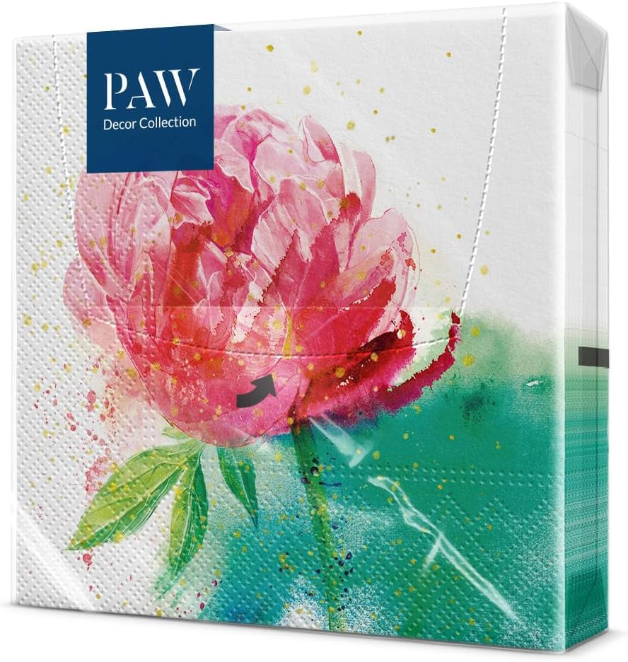 PAW - Șervețele 3 straturi (33 X 33 Cm) I 20 bucăți I Perfect pentru zile de naștere, petreceri, nunți, comuniuni și sărbători I Decorațiuni de masă Șervețele de hârtie colorate - ierburi I aromă de ierburi