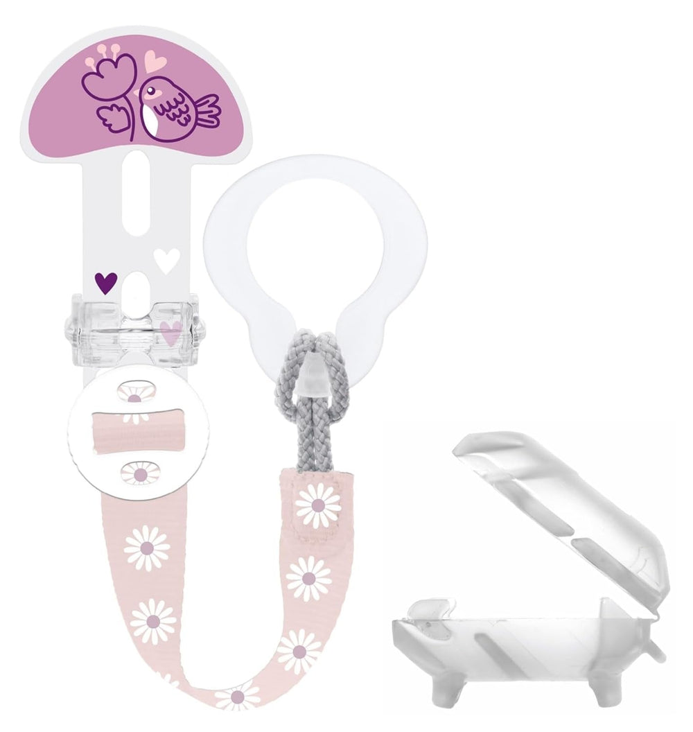 Suzetă MAM, adaptabilă la toate tipurile de suzete, inele de dentiție și jucării, lungime reglabilă, inclusiv husă pentru tetină, lavabilă, neutră, 1 bucată, asortate