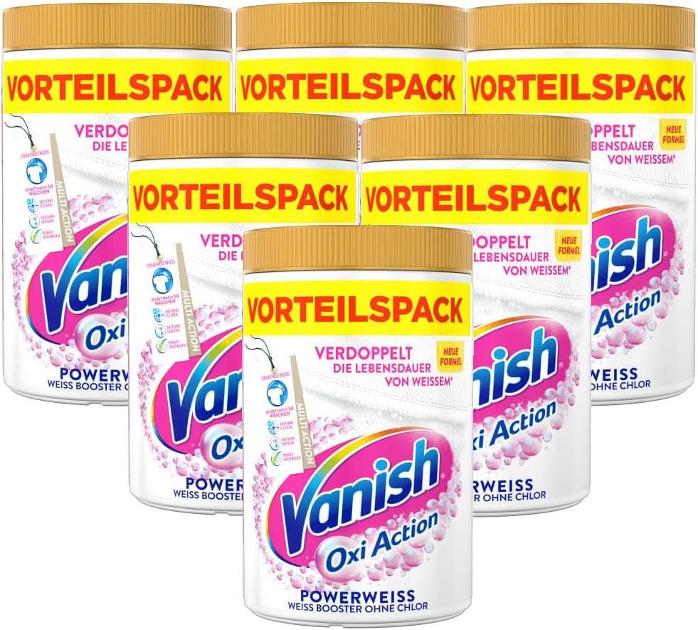 Vanish Oxi Action Powerwhite proszek - 1 X 1,125 Kg - bezchlorowy proszek do usuwania plam i ulepszania prania - do białego prania Naty Shop Detergenty do prania 6 x 1,65 Kg