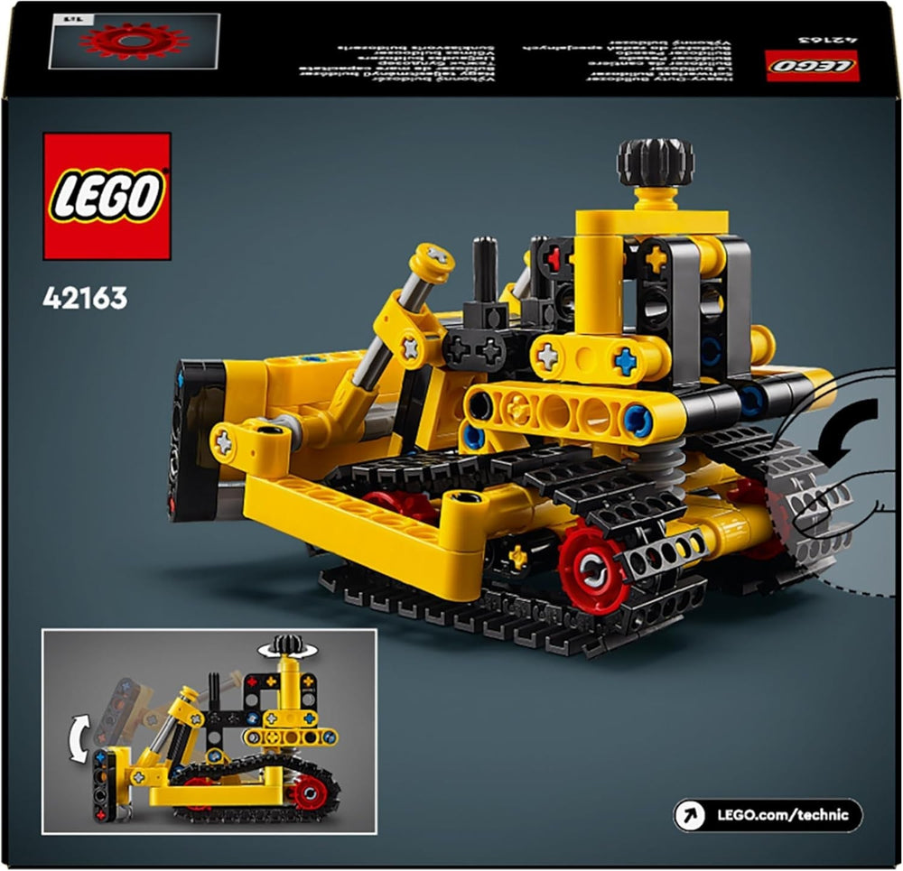 LEGO Technic Ciężki spychacz Zabawkowy spychacz Dodaj do placu budowy Zabawka konstrukcyjna dla dzieci Prezent techniczny dla chłopców i dziewcząt w wieku 7 lat 42163 Zestawy konstrukcyjne Besuche den LEGO-Store