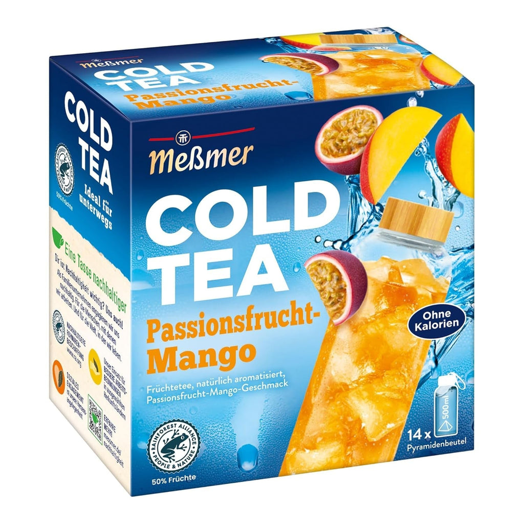 Meßmer Cold Tea Trinkpause Zmeură | Ceai de fructe, aromatizat natural, cu gust de zmeură | Ediție limitată | Pentru infuzie rece | 14 pliculețe piramidale