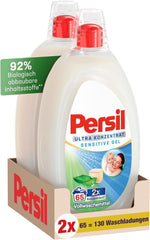 Persil Ultra Concentrate Sensitive Gel (130 prań) Detergent w płynie dla alergików i dzieci w mniejszej butelce, aby zmniejszyć ilość plastiku Usuwa trudne plamy Testowany dermatologicznie Detergenty do prania Naty Shop