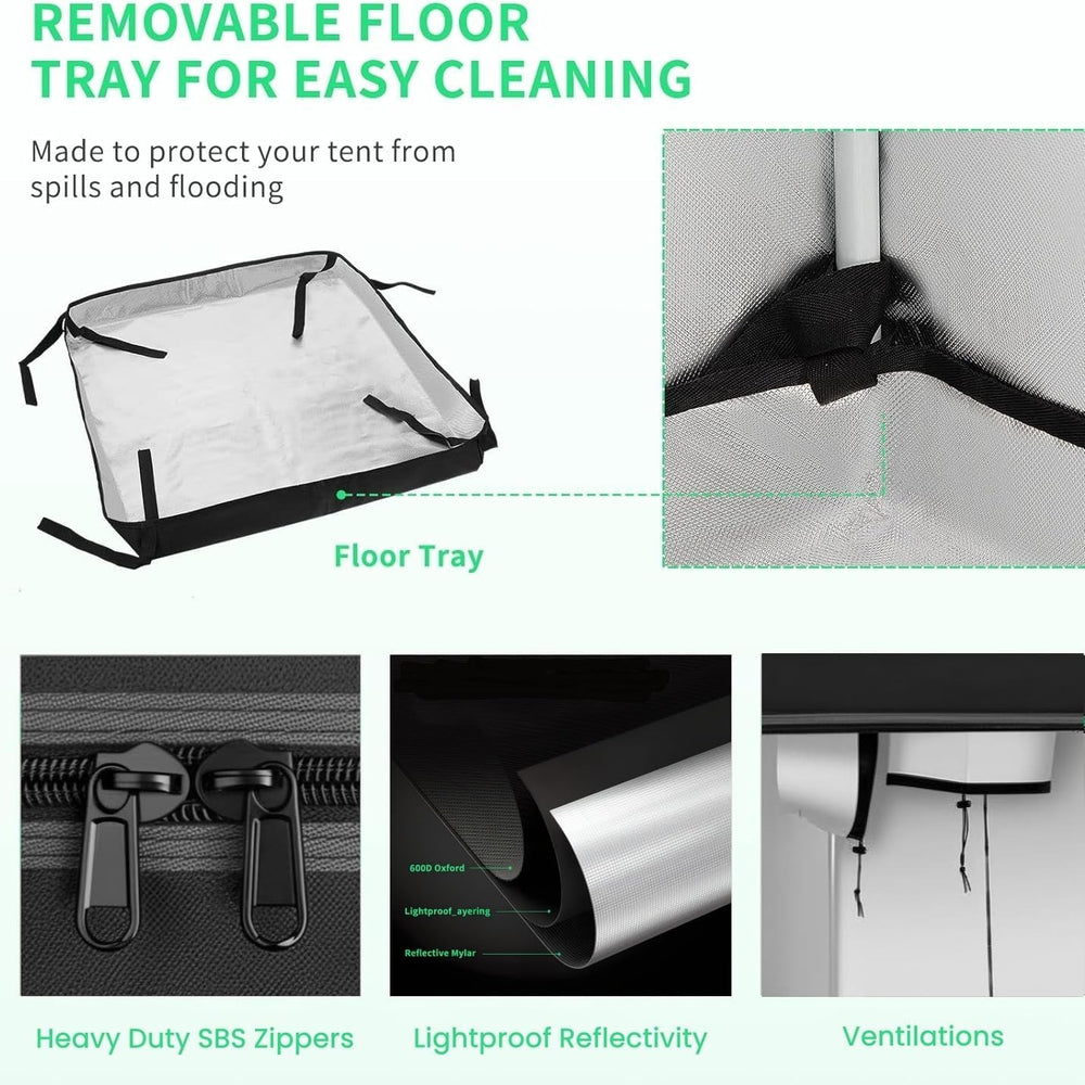 Namiot do uprawy 80x80x180 cm Namiot do uprawy ze zdejmowaną wodoodporną tacą bazową Idealny rozmiar do hydroponiki