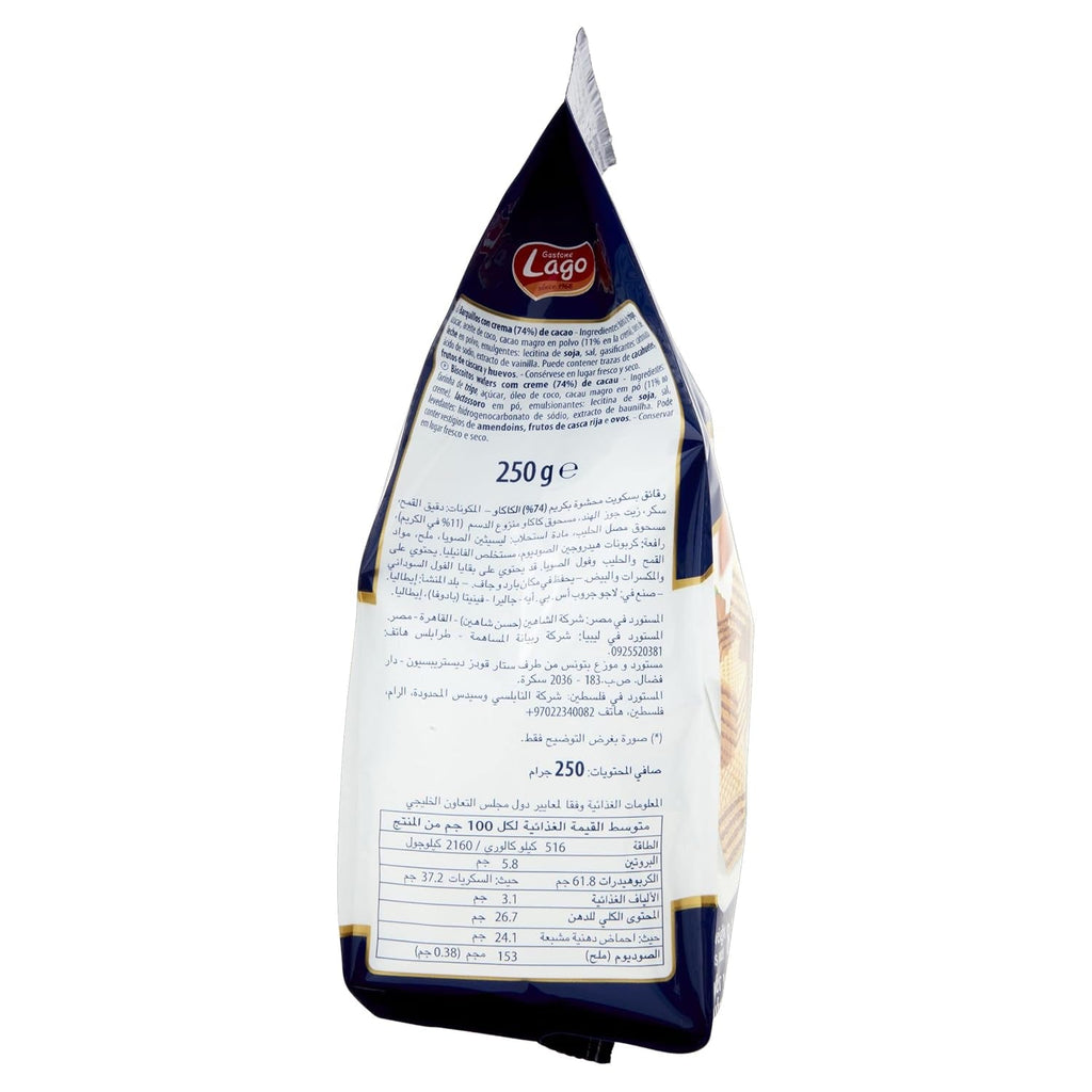 Cacao pentru petreceri 250 g, napolitană cu cremă de cacao, 74% Cu 5 straturi de napolitană și o cremă catifelată de ciocolată