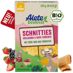 Alete Bio Schnitties, pełne ziarna i czerwone owoce 6 x 22 g Matka i Dziecko Naty Shop