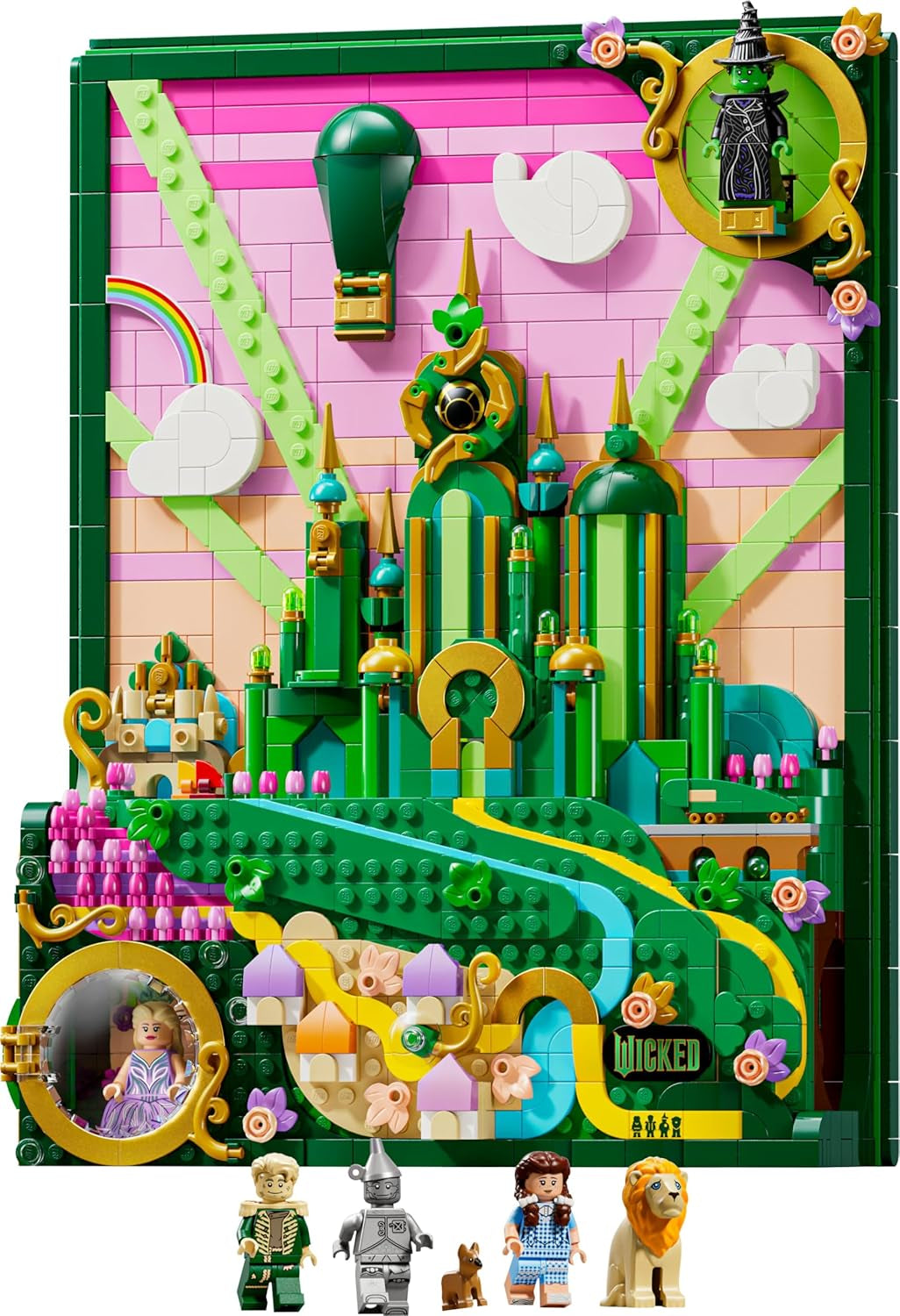 LEGO Wicked Emerald City Wandkunst - 3D Modell für Erwachsene - Modellbau mit 6 Minifiguren inkl. Dorothy sowie Toto Hundefigur - DIY Deko fürs Wohnzimmer - Geschenk für Filmfans - 75685