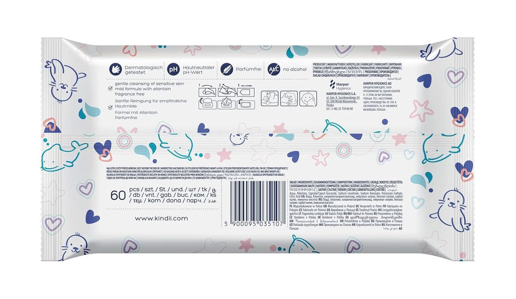 Kindii Șervețele umede pentru bebeluși și copii - Alantoină - Fără parfum - Testat dermatologic - Pentru piele sensibilă Servetele Umede Bebelusi Naty Shop