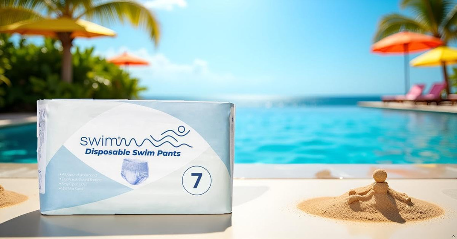 Jednorazowe pieluszki do pływania Rozmiar 7 - 36 sztuk - Dyskretne, oddychające i przyjazne dla skóry - Pieluszki do pływania dla niemowląt - Zapewniają bezpieczeństwo podczas pływania - 18-30kg