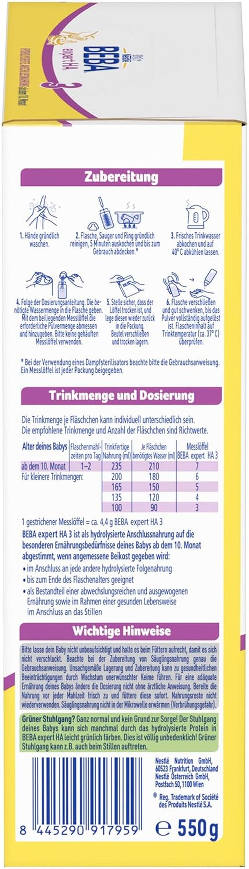 BEBA expert HA 3 Hydrolizowana formuła kontynuacyjna, od 10 miesiąca, 1 opakowanie (1 x 550 g)