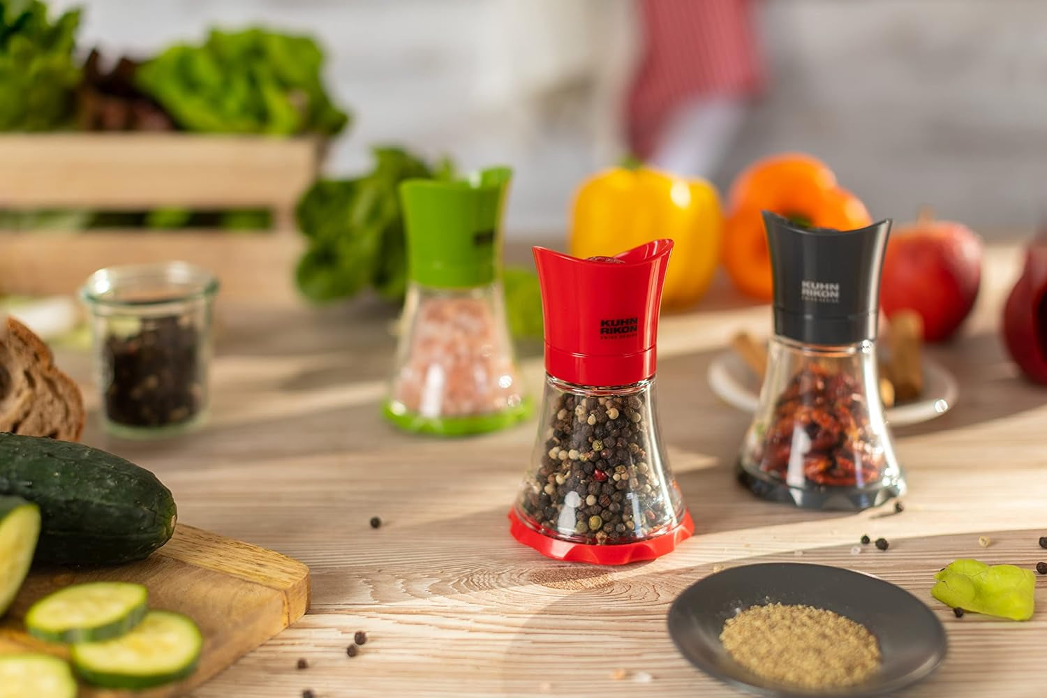 Młynek do przypraw KUHN RIKON Mini (zielony), tworzywo sztuczne, 12 X 12 X 8 cm Młynki i krajalnice Naty Shop