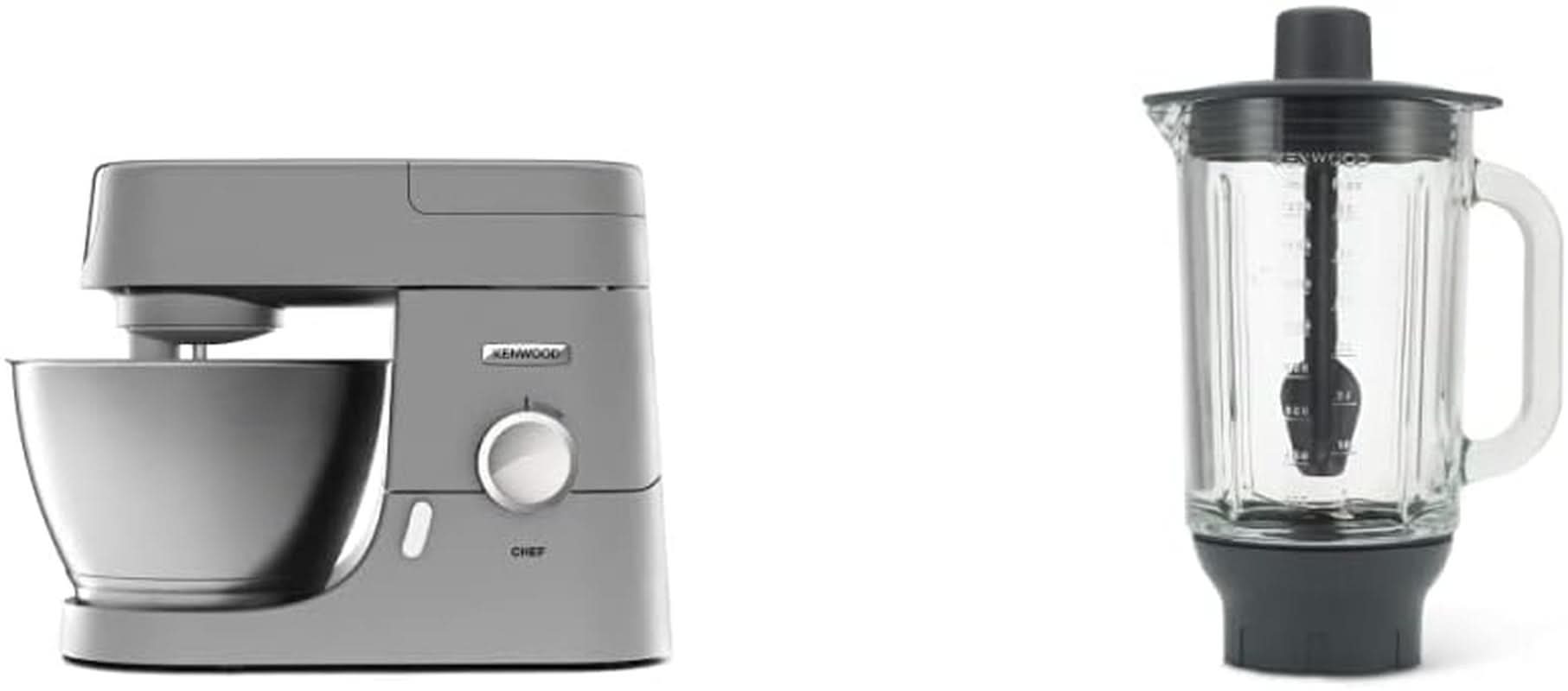 Robot kuchenny Kenwood Chef KVC3110S, miska do miksowania ze stali nierdzewnej 4,6 l Matka i dziecko Naty Shop Chef 4,6 l Zestaw z przystawką do szklanego blendera 1000 W