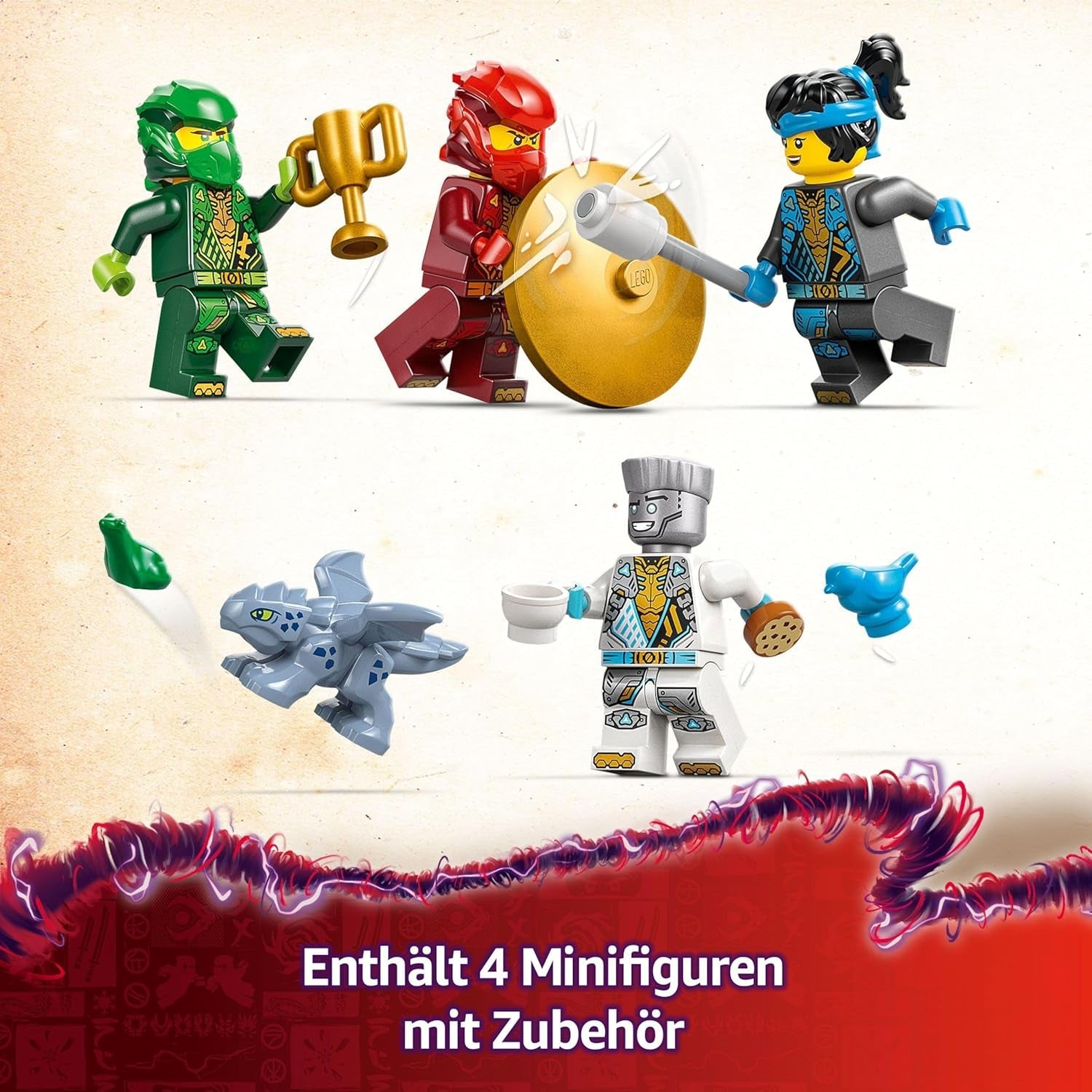 LEGO NINJAGO Świątynia ninja Spinjitzu — zestaw z 4 minifigurkami i 1 figurką smoka — zestaw do budowania — prezent na Boże Narodzenie lub urodziny dla chłopców i dziewcząt od 4 lat 71831 Zestawy do budowania Besuche den LEGO-Store