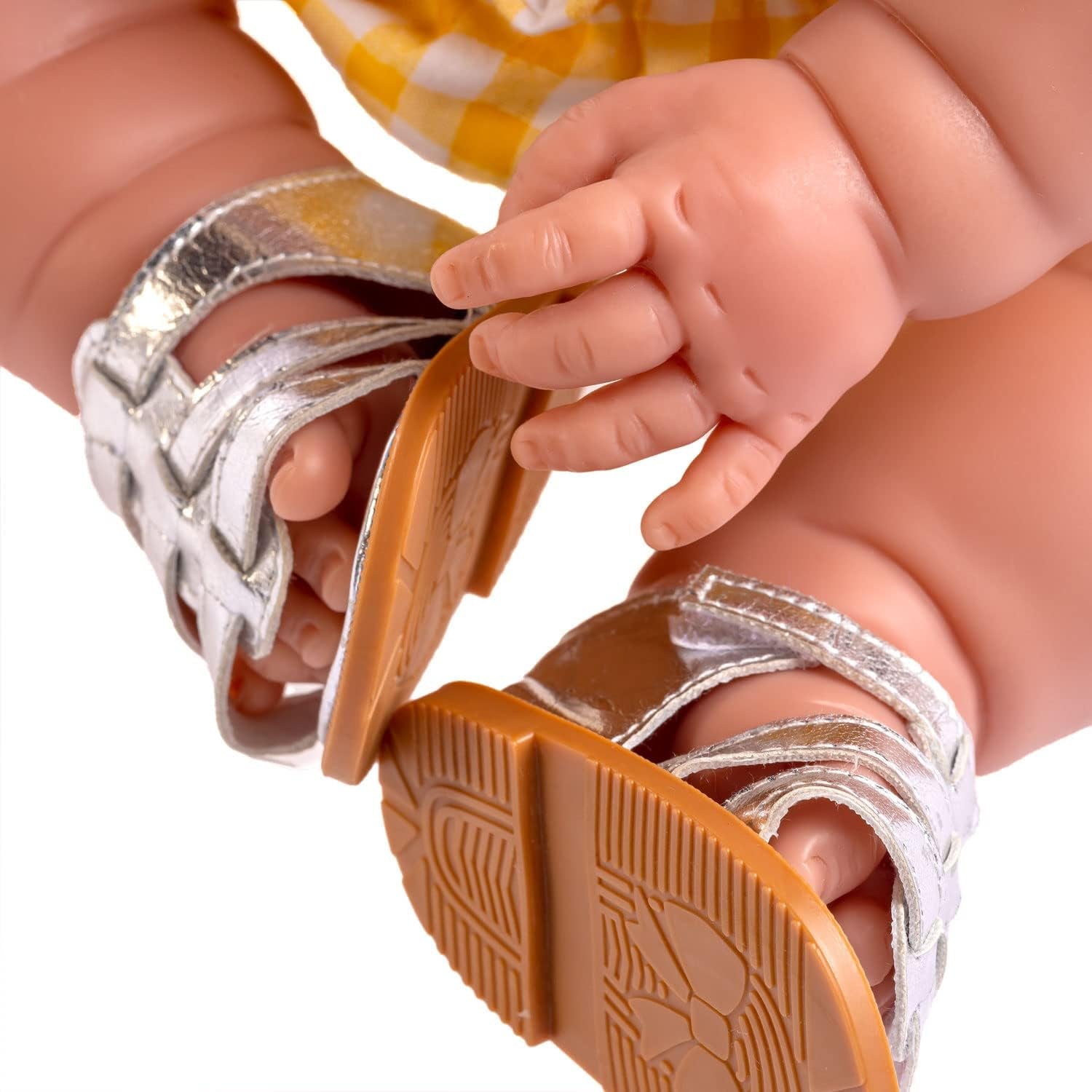 JC Toys - Lola Lemon Twist Puppe, 36 cm, miękki winyl, uśmiechnięta twarz, sitzende Puppe, Kleidung mit Vichy und Sandalen, Mädchen, 2 Jahre