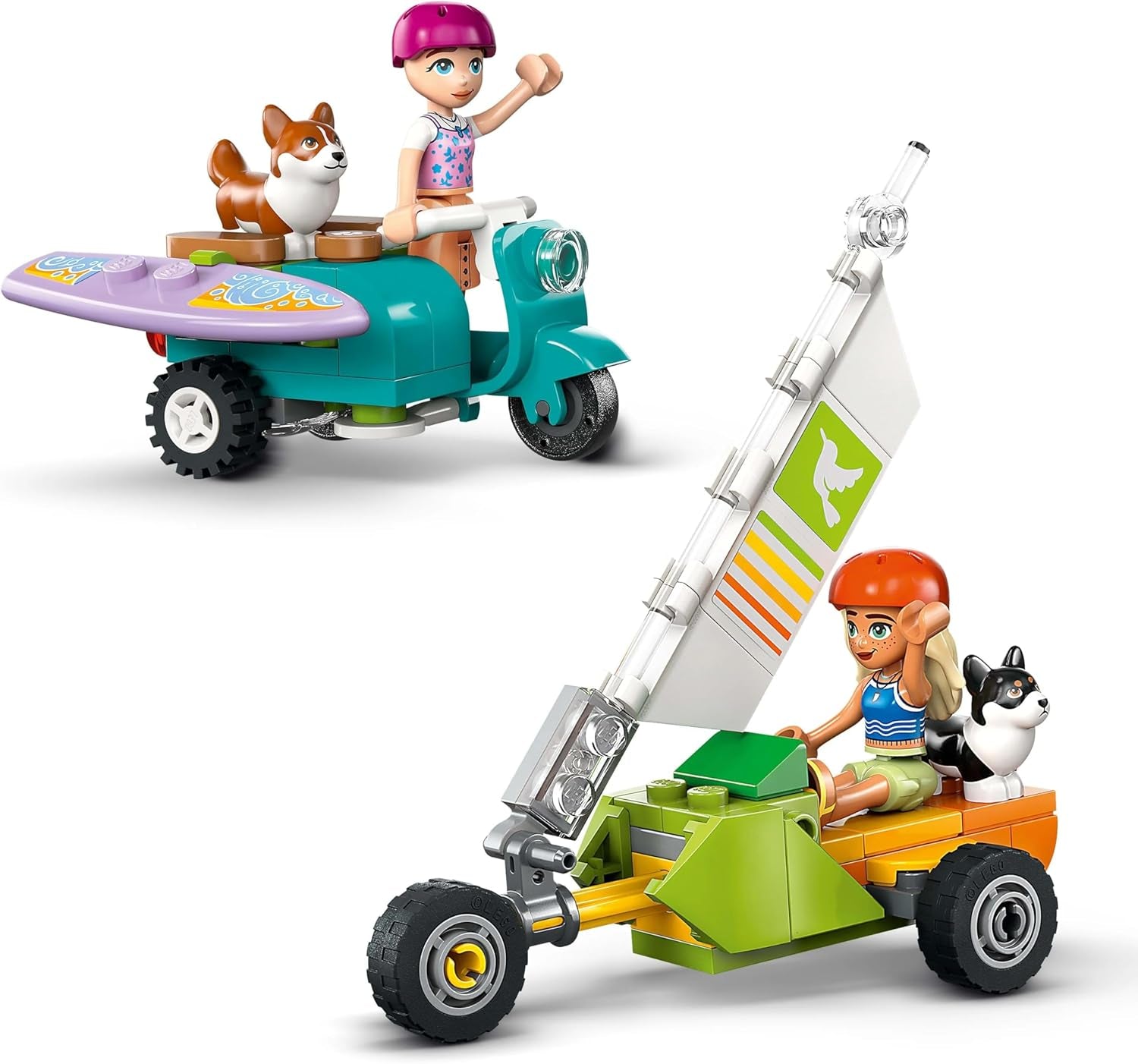 LEGO Friends Beach Adventure cu câini, jucărie de construcție pentru fete de la 6 ani, set de joacă pentru animale cu 2 minifigurine și 2 figuri Corgi, cadou pentru copii creativi, set de construcție de aventură cu placă de surf 42641 Seturi de constructie Besuche den LEGO-Store