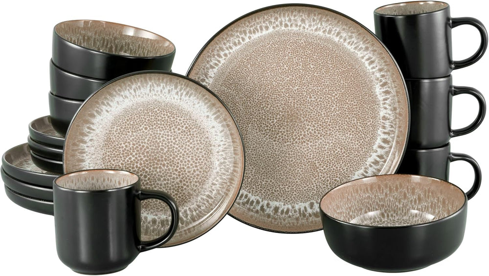 Creatable, 20166, Serie Nordic Fjord Green, 16-Teiliges Geschirrset Für 4 Personen, Kombiservice Aus Steinzeug, Spülmaschinen- Und Mikrowellengeeignet, Qualitätsproduktion Seturi vesela masa Naty Shop Creme Kombiservice 16-Tlg