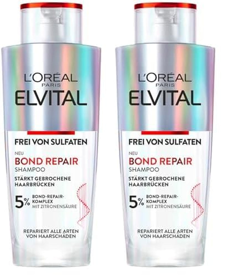 L'Oréal Paris Elvital Bond Repair Szampon, Delikatne oczyszczanie i regeneracja włosów Prysznic i kąpiel L'Oréal 2 x 200 ml Bond Repair Shampoo