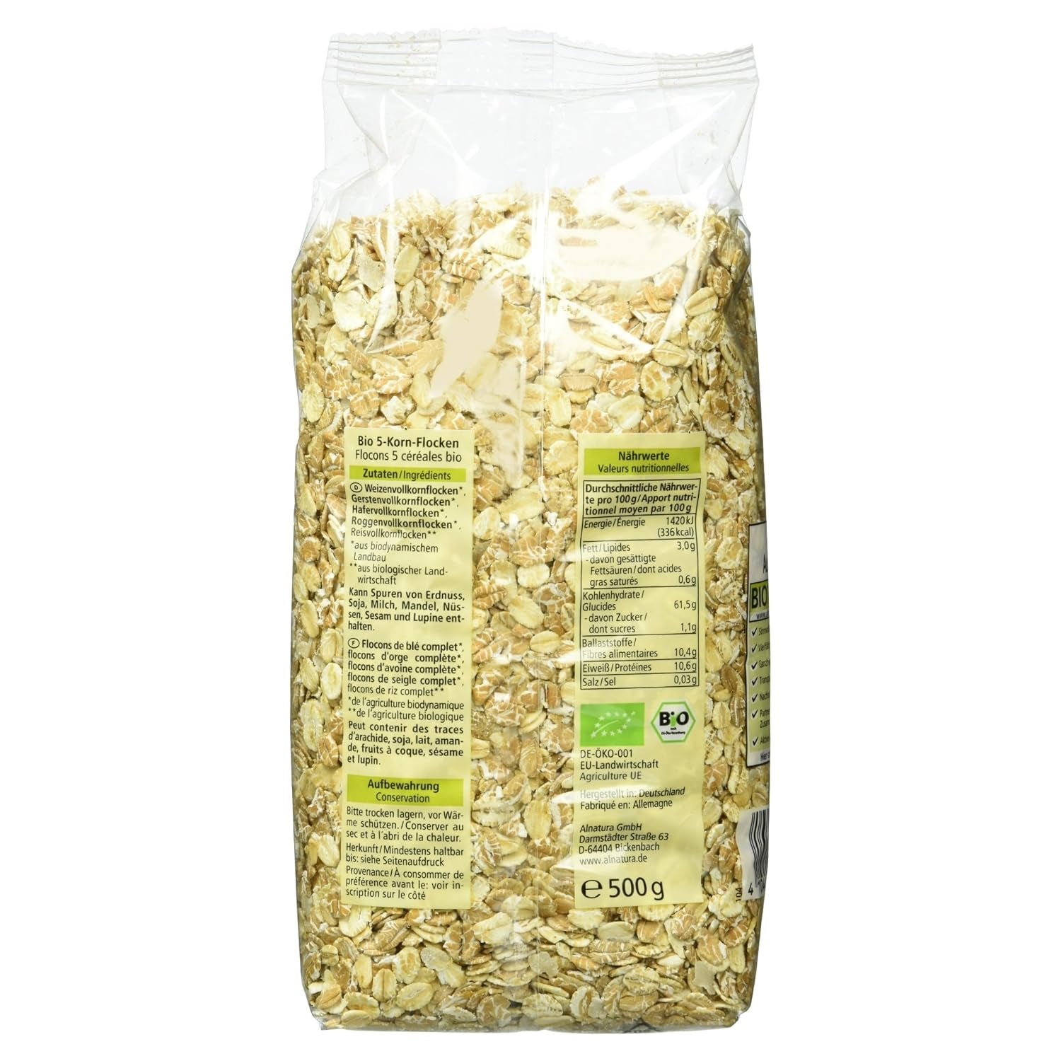 Bio 5-Kornflocken, 500 g płatków zbożowych Naty Shop