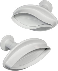 LY1002 Cutter pentru embosare cu motiv de crin cu nervuri, format mare, plastic, alb, 3 x 3 x 4 cm