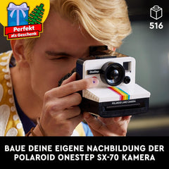 LEGO Ideas Polaroid OneStep SX-70 Kamera-Set für Erwachsene, Sammlerstück mit authentischen Details, kreative Beschäftigung, Fotografie-Geschenke für Männer, Frauen, Ihn, Sie & Teenager 21345