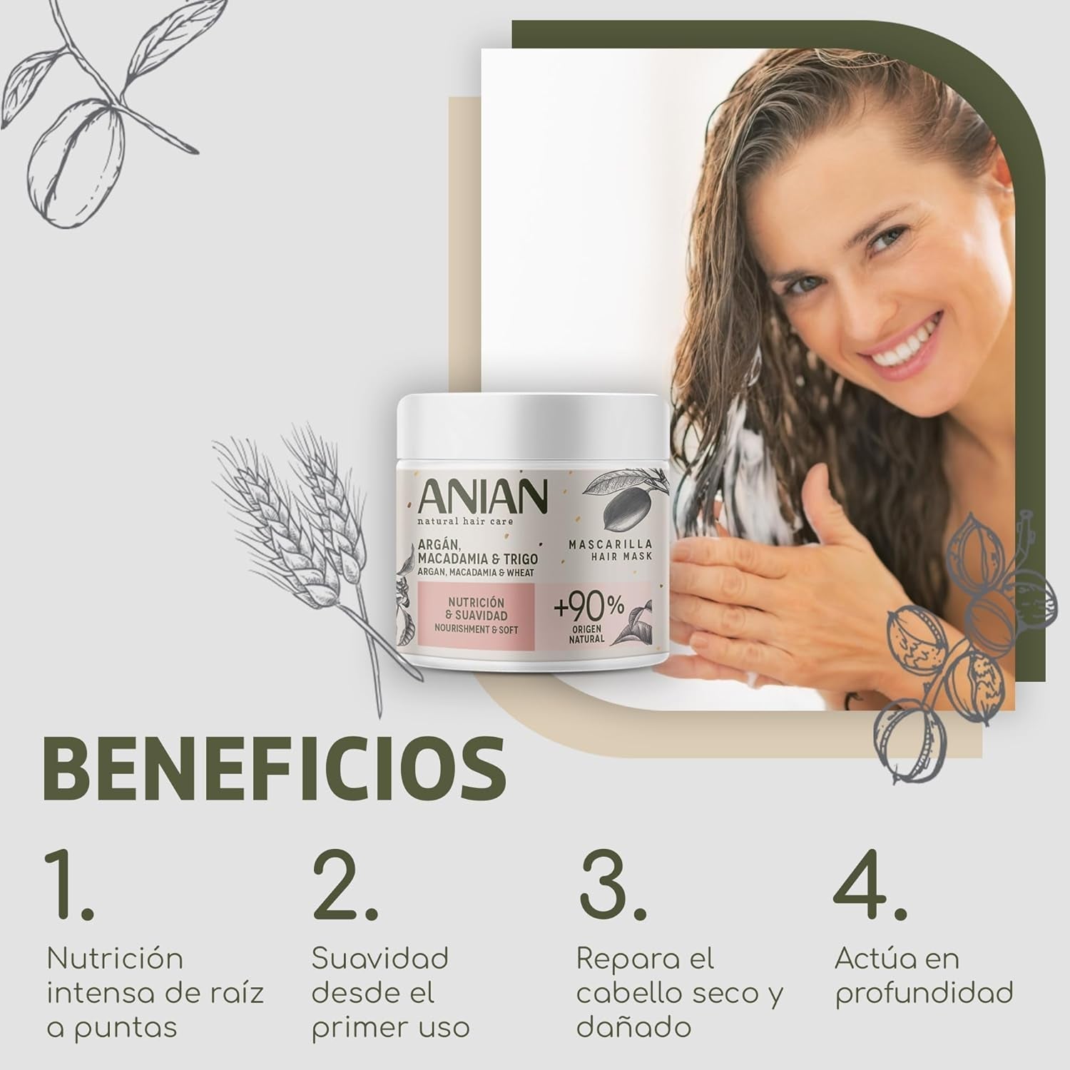 ARGÁN nutrition y suavidad mascarilla 350 ml Masca de par Naty Shop