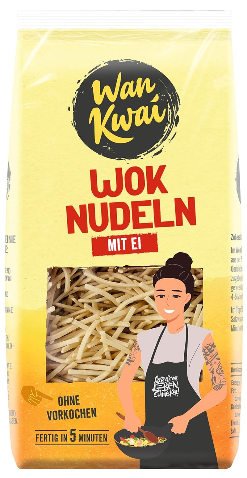 Wan Kwai Wok Noodles 250g: Smażone przysmaki z prawdziwymi jajkami, przygotowane w mgnieniu oka na pyszne dania smażone na patelni. Prosto, smacznie, azjatycko! (zestaw 5 sztuk)