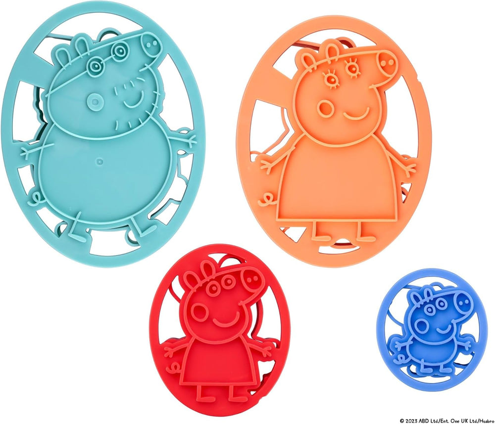 Forme de biscuiți Dr. Oetker Peppa Pig Embosser – set de 4 piese pentru copt creativ, ușor de utilizat – perfecte pentru biscuiți și fondant, durabile și lavabile în mașina de spălat vase