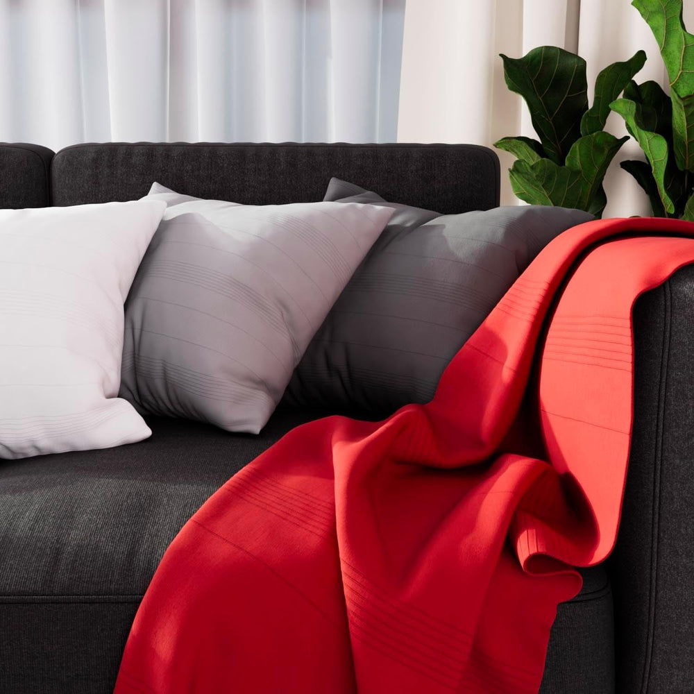 Soleil D'Ocre Adele Plaid, rzucony przez fotel, Polycoton, szary, 140 x 200 cm Łóżka i koce Besuche den Soleil d'ocre-Store Czerwony 140 x 200 cm