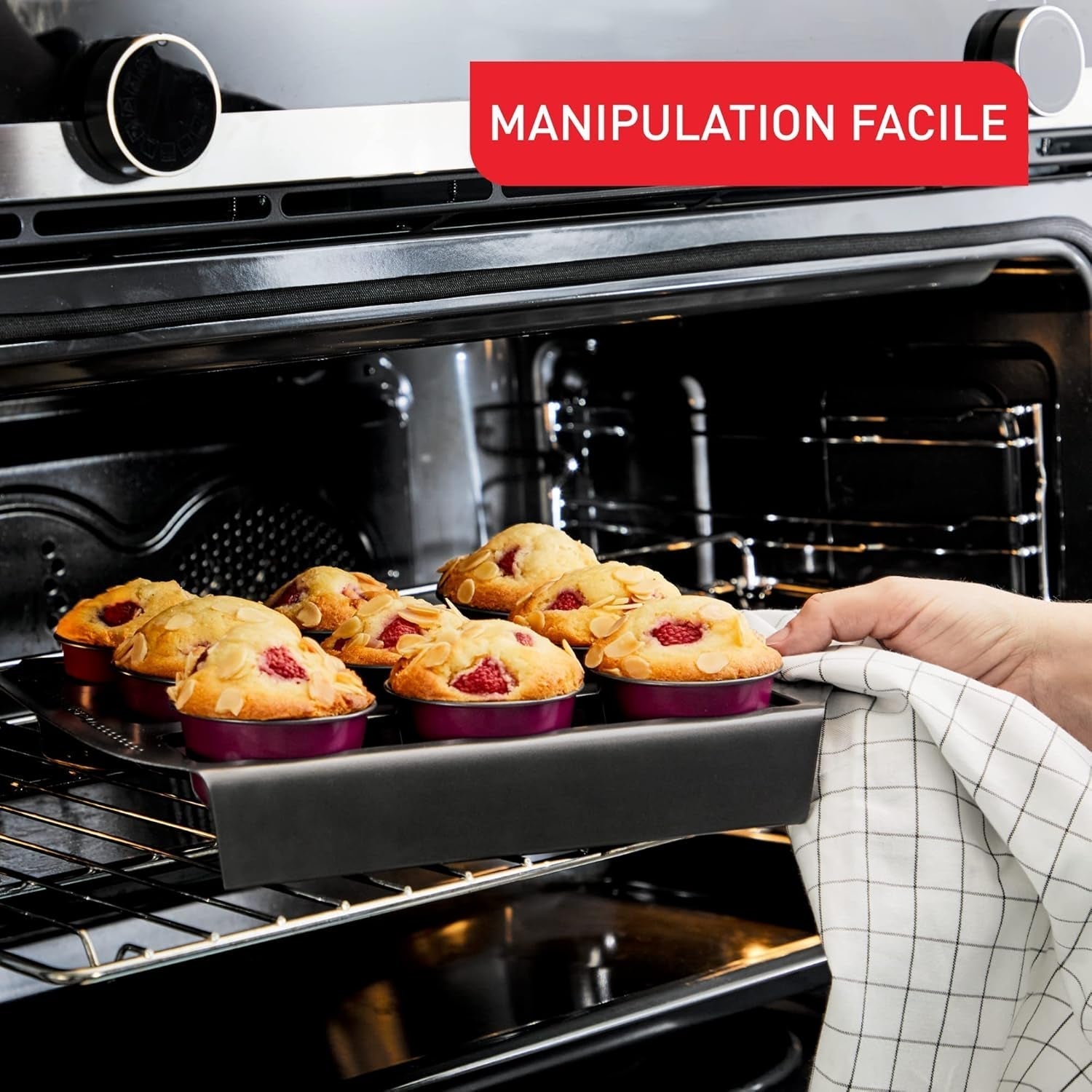 Tefal Creabake Muffins Creabake Backformen, 7,5 cm, Antihaftbeschichtung, Stapelbares System, Kreative Rezepte Für Süßigkeiten Und Salade, Einfaches Backen, Eisenfarben Formy i blachy do pieczenia Naty Shop