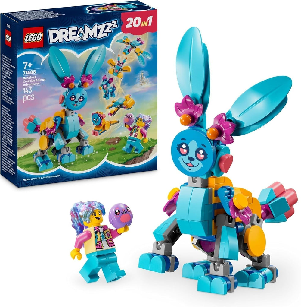 LEGO Dreamzzz Bunchus Kreatywne przygody zwierząt Zabawkowy króliczek dla dzieci Zestaw fantasy 20 w 1 z minifigurką Izzie Prezent dla dziewcząt i chłopców w wieku 7 lat 71488 Zestawy do budowania Besuche den LEGO-Store Default Title